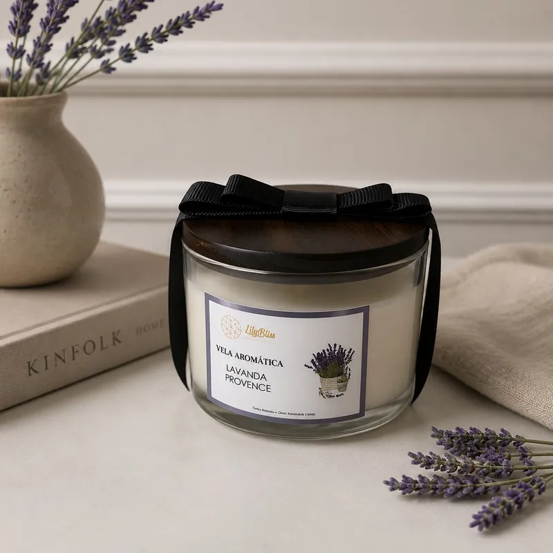 Kit Lavanda Provençal — Sabonete Líquido Lavanda Provençal – 250 ml, Difusor de Ambientes com Varetas – 100 ml, Home Spray Lavanda Provençal – 100 ml, Vela Aromática Natural – 140 g (imagem 4 de 4)