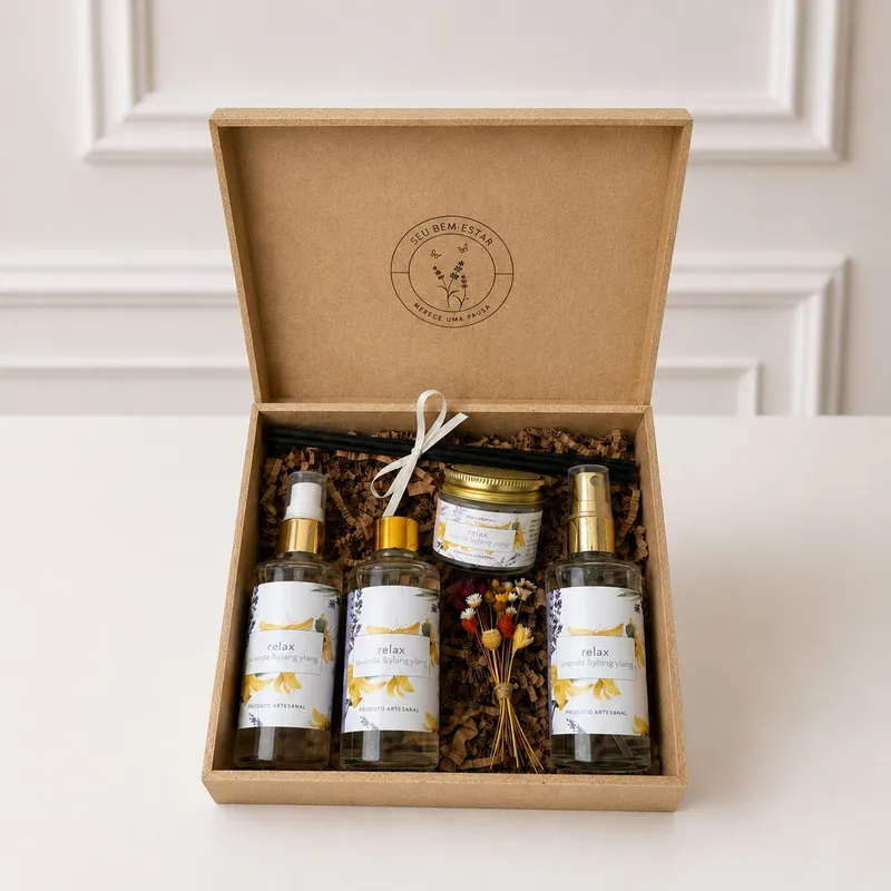 Kit Harmonia Natural — Spray de Ambientes Relax, Difusor de Ambientes, Sabonete Líquido, Vela Aromática Natural (imagem 1 de 2)