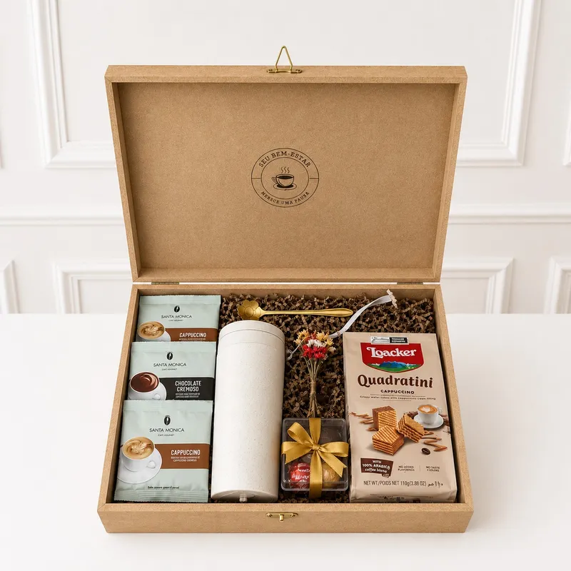Kit Cappuccino Moments — 2 Sachês Cappuccino, 1 Sachê Chocolate Cremoso, 1 Copo Térmico 310ml, 4 bombons Lindt (imagem 1 de 2)