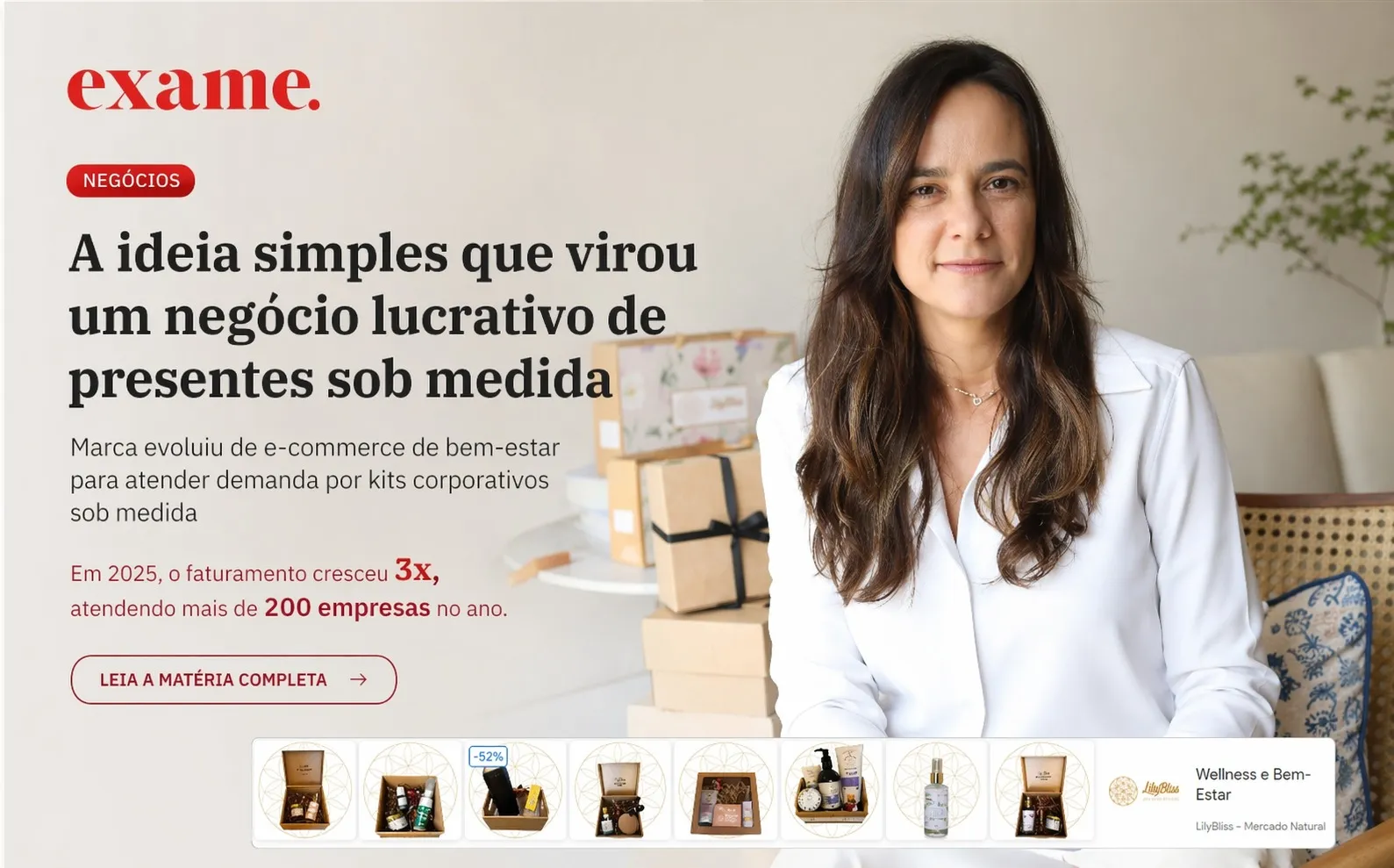 Matéria da Exame sobre a LilyBliss na revista Exame